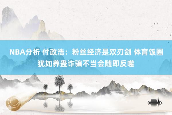 NBA分析 付政浩：粉丝经济是双刃剑 体育饭圈犹如养蛊诈骗不当会随即反噬