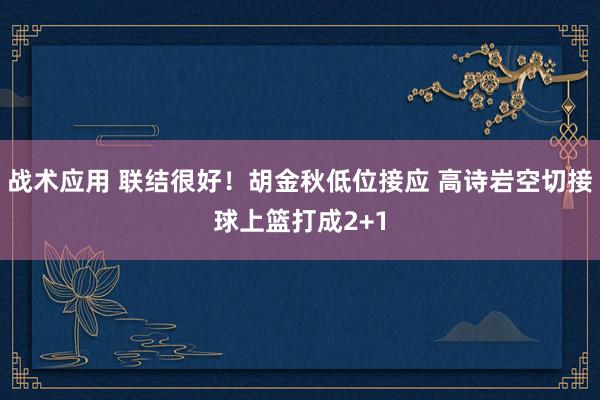 战术应用 联结很好！胡金秋低位接应 高诗岩空切接球上篮打成2+1