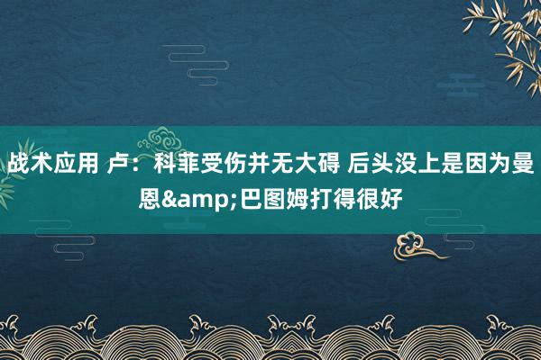 战术应用 卢：科菲受伤并无大碍 后头没上是因为曼恩&巴图姆打得很好