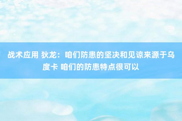 战术应用 狄龙：咱们防患的坚决和见谅来源于乌度卡 咱们的防患特点很可以