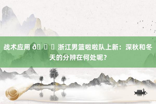 战术应用 😍浙江男篮啦啦队上新：深秋和冬天的分辨在何处呢？