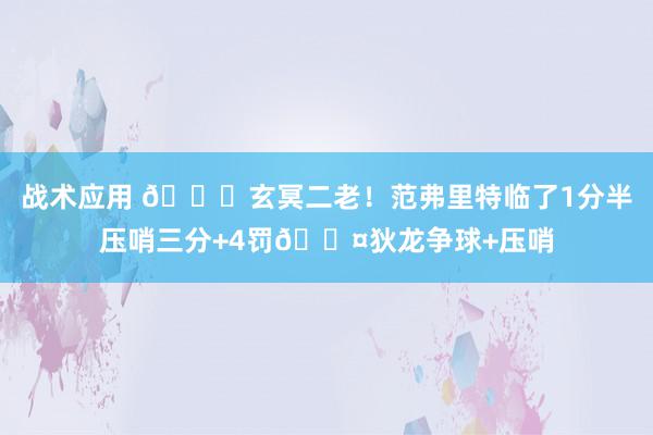 战术应用 🚀玄冥二老！范弗里特临了1分半压哨三分+4罚😤狄龙争球+压哨