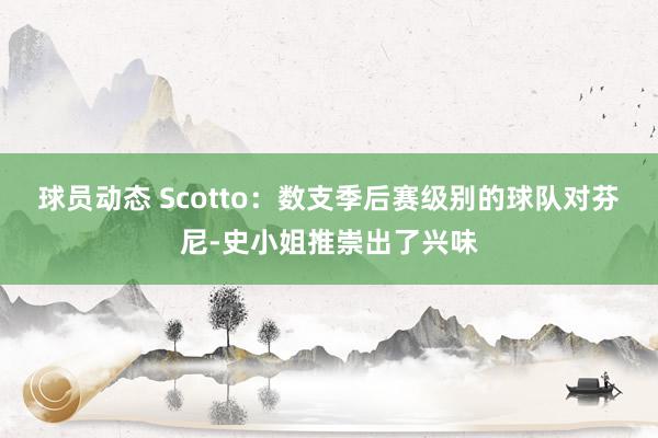 球员动态 Scotto：数支季后赛级别的球队对芬尼-史小姐推崇出了兴味