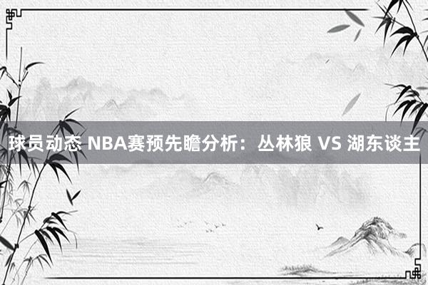 球员动态 NBA赛预先瞻分析：丛林狼 VS 湖东谈主