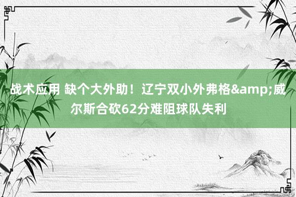 战术应用 缺个大外助！辽宁双小外弗格&威尔斯合砍62分难阻球队失利