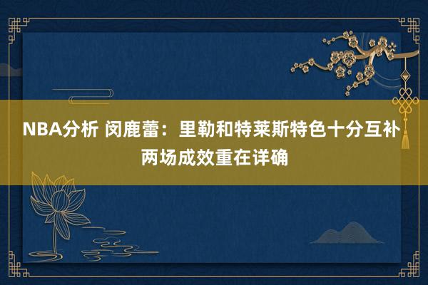 NBA分析 闵鹿蕾：里勒和特莱斯特色十分互补 两场成效重在详确