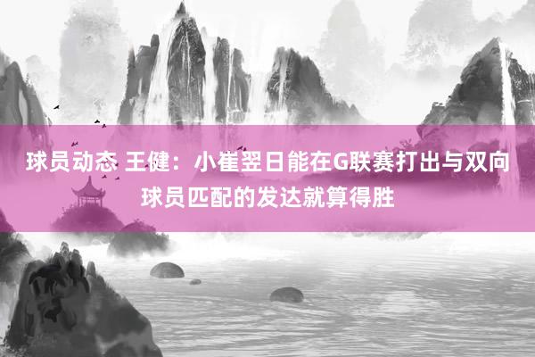 球员动态 王健：小崔翌日能在G联赛打出与双向球员匹配的发达就算得胜