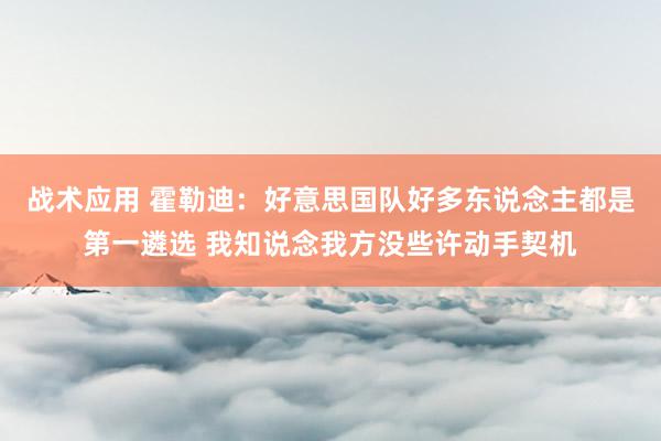 战术应用 霍勒迪：好意思国队好多东说念主都是第一遴选 我知说念我方没些许动手契机