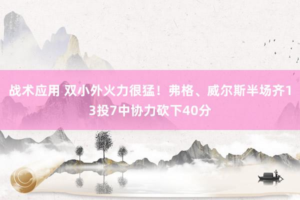 战术应用 双小外火力很猛！弗格、威尔斯半场齐13投7中协力砍下40分