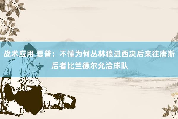 战术应用 夏普：不懂为何丛林狼进西决后来往唐斯 后者比兰德尔允洽球队