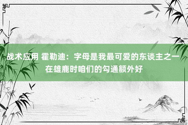 战术应用 霍勒迪：字母是我最可爱的东谈主之一 在雄鹿时咱们的勾通额外好