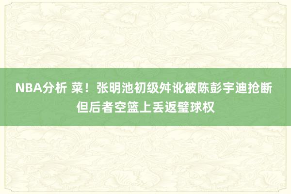 NBA分析 菜！张明池初级舛讹被陈彭宇迪抢断 但后者空篮上丢返璧球权