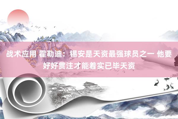 战术应用 霍勒迪：锡安是天资最强球员之一 他要好好贯注才能着实已毕天资