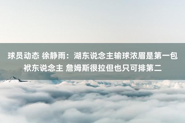 球员动态 徐静雨：湖东说念主输球浓眉是第一包袱东说念主 詹姆斯很拉但也只可排第二