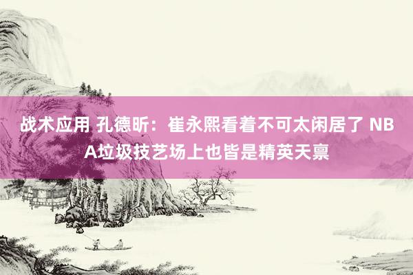 战术应用 孔德昕：崔永熙看着不可太闲居了 NBA垃圾技艺场上也皆是精英天禀