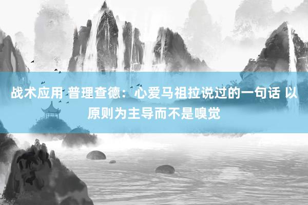 战术应用 普理查德：心爱马祖拉说过的一句话 以原则为主导而不是嗅觉