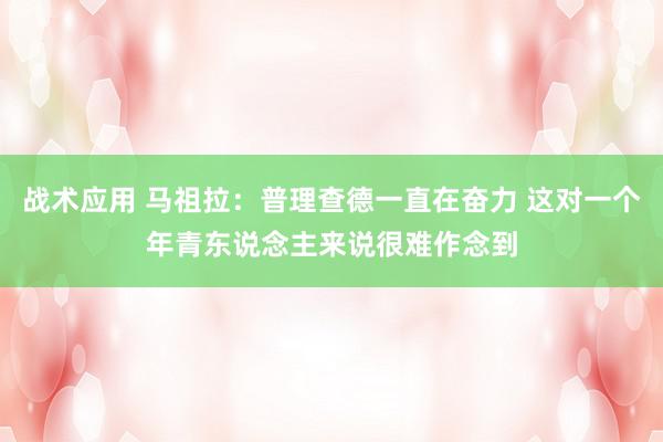 战术应用 马祖拉：普理查德一直在奋力 这对一个年青东说念主来说很难作念到