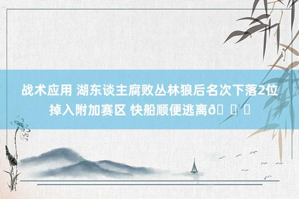 战术应用 湖东谈主腐败丛林狼后名次下落2位掉入附加赛区 快船顺便逃离😋