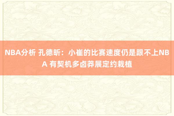 NBA分析 孔德昕：小崔的比赛速度仍是跟不上NBA 有契机多卤莽展定约栽植