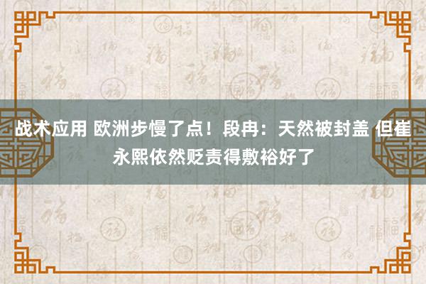 战术应用 欧洲步慢了点！段冉：天然被封盖 但崔永熙依然贬责得敷裕好了