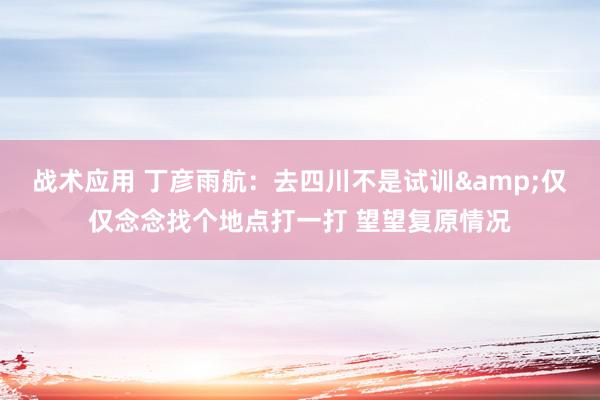 战术应用 丁彦雨航：去四川不是试训&仅仅念念找个地点打一打 望望复原情况