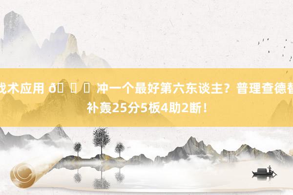 战术应用 👀冲一个最好第六东谈主？普理查德替补轰25分5板4助2断！