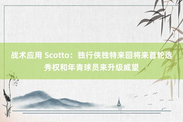 战术应用 Scotto：独行侠独特来回将来首轮选秀权和年青球员来升级威望