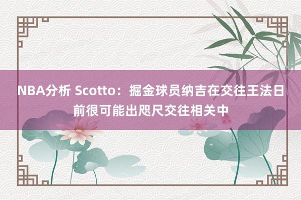 NBA分析 Scotto：掘金球员纳吉在交往王法日前很可能出咫尺交往相关中