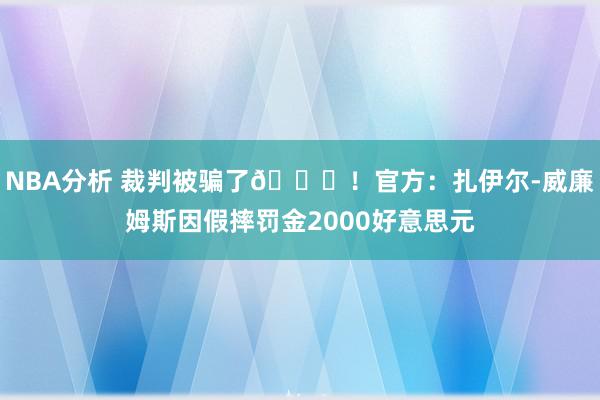 NBA分析 裁判被骗了😅！官方：扎伊尔-威廉姆斯因假摔罚金2000好意思元