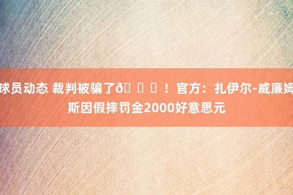 球员动态 裁判被骗了😅！官方：扎伊尔-威廉姆斯因假摔罚金2000好意思元