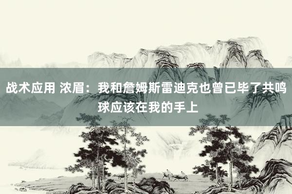 战术应用 浓眉：我和詹姆斯雷迪克也曾已毕了共鸣 球应该在我的手上